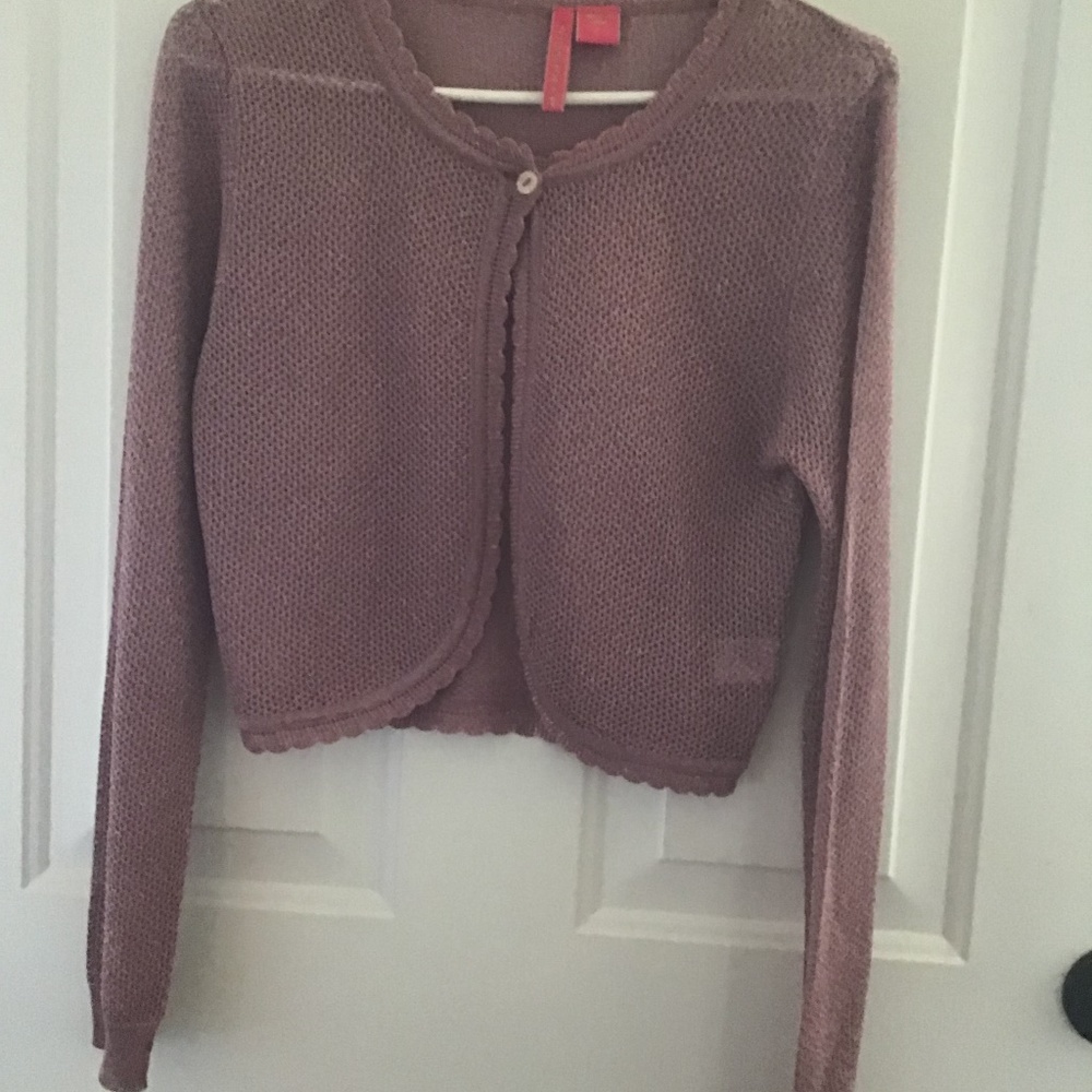 CHARLOTE TARANTOLA PLUM SHIMMER SHRUG. L